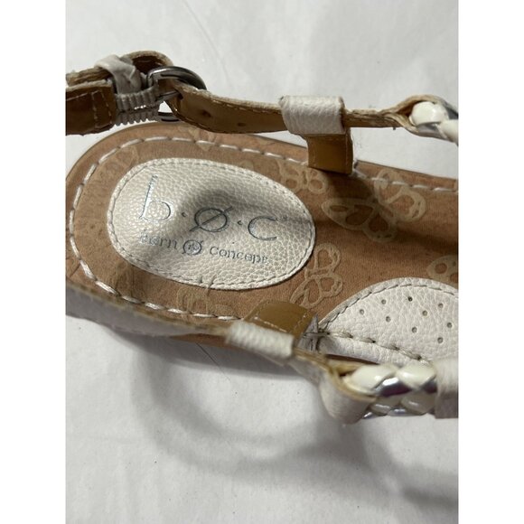 White Braided T-Strap Sandals Size 7 - Picture 5 of 8